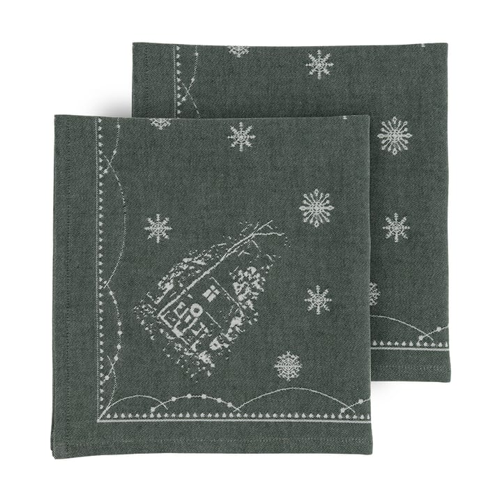Julemorgen Stoffserviette 45x45 cm 2er-Pack, Weiß-grün Wik & Walsøe