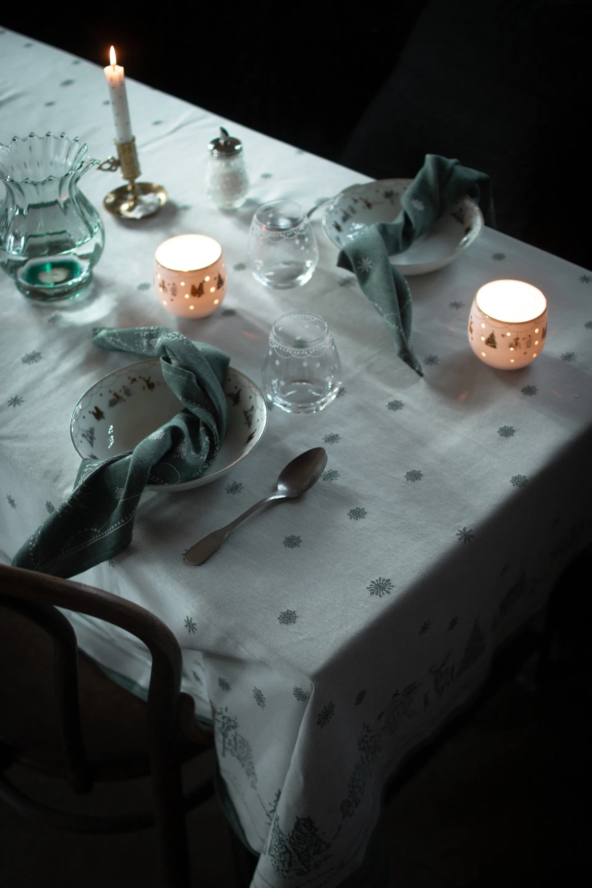 Julemorgen Tischdecke, Weiß-grün, 140x240 cm Wik & Walsøe