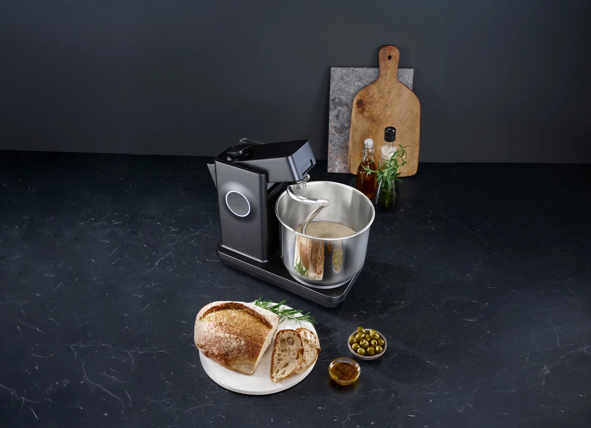 Probaker Timer KM2BS-T70 Küchenmaschine 7-teilig, Schwarz Wilfa