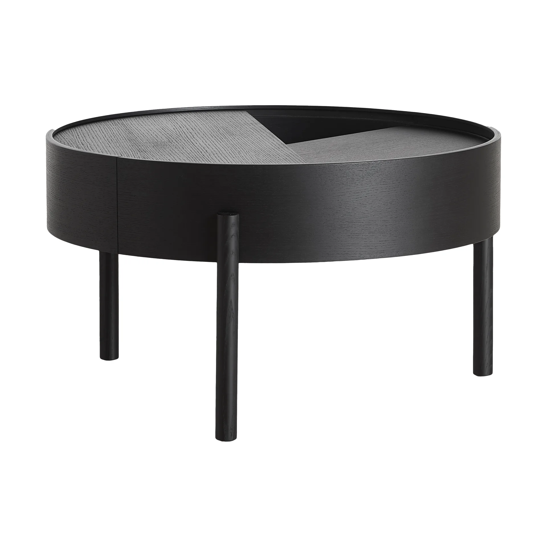 Arc Couchtisch Ø66cm, Esche schwarz lackiert Woud