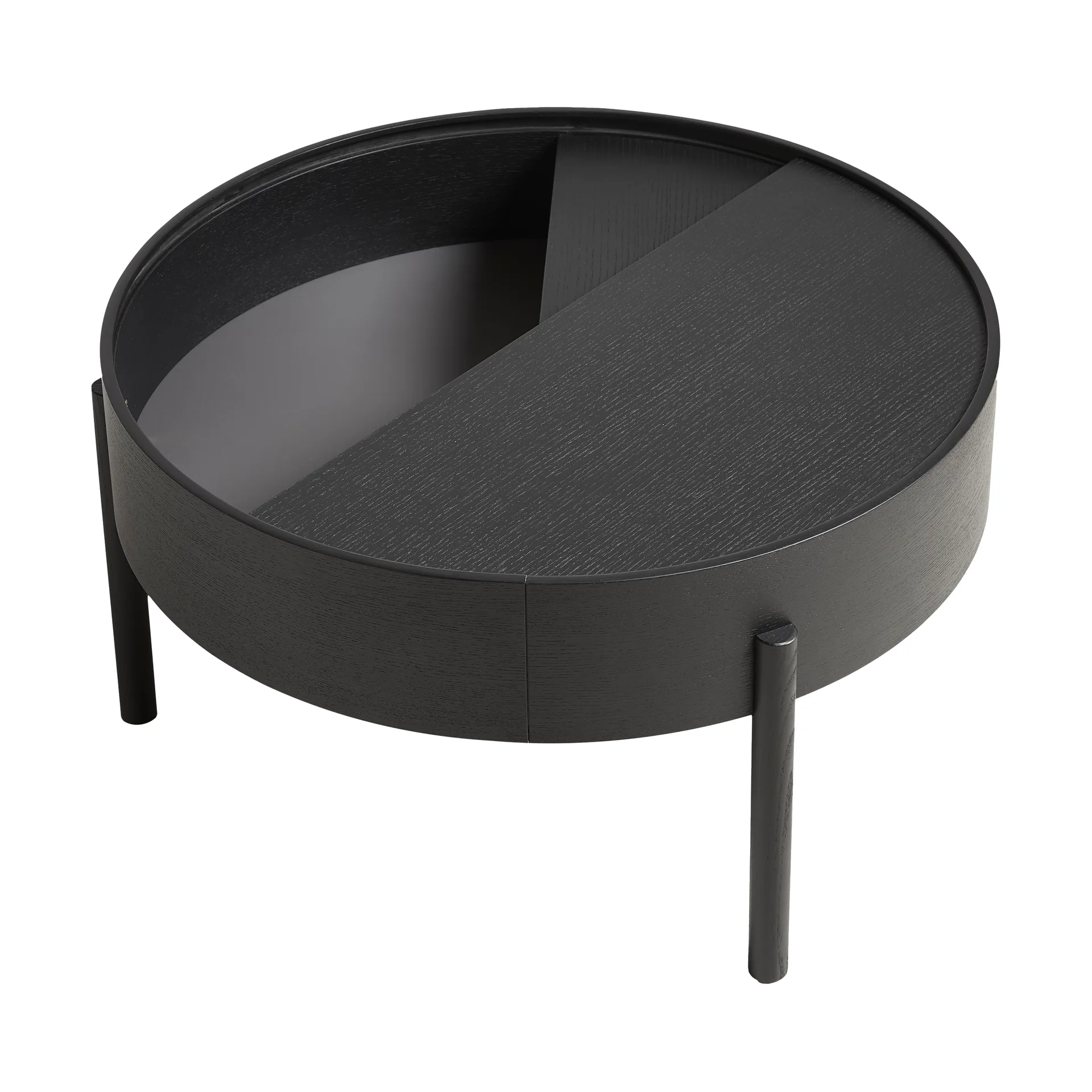 Arc Couchtisch Ø66cm, Esche schwarz lackiert Woud