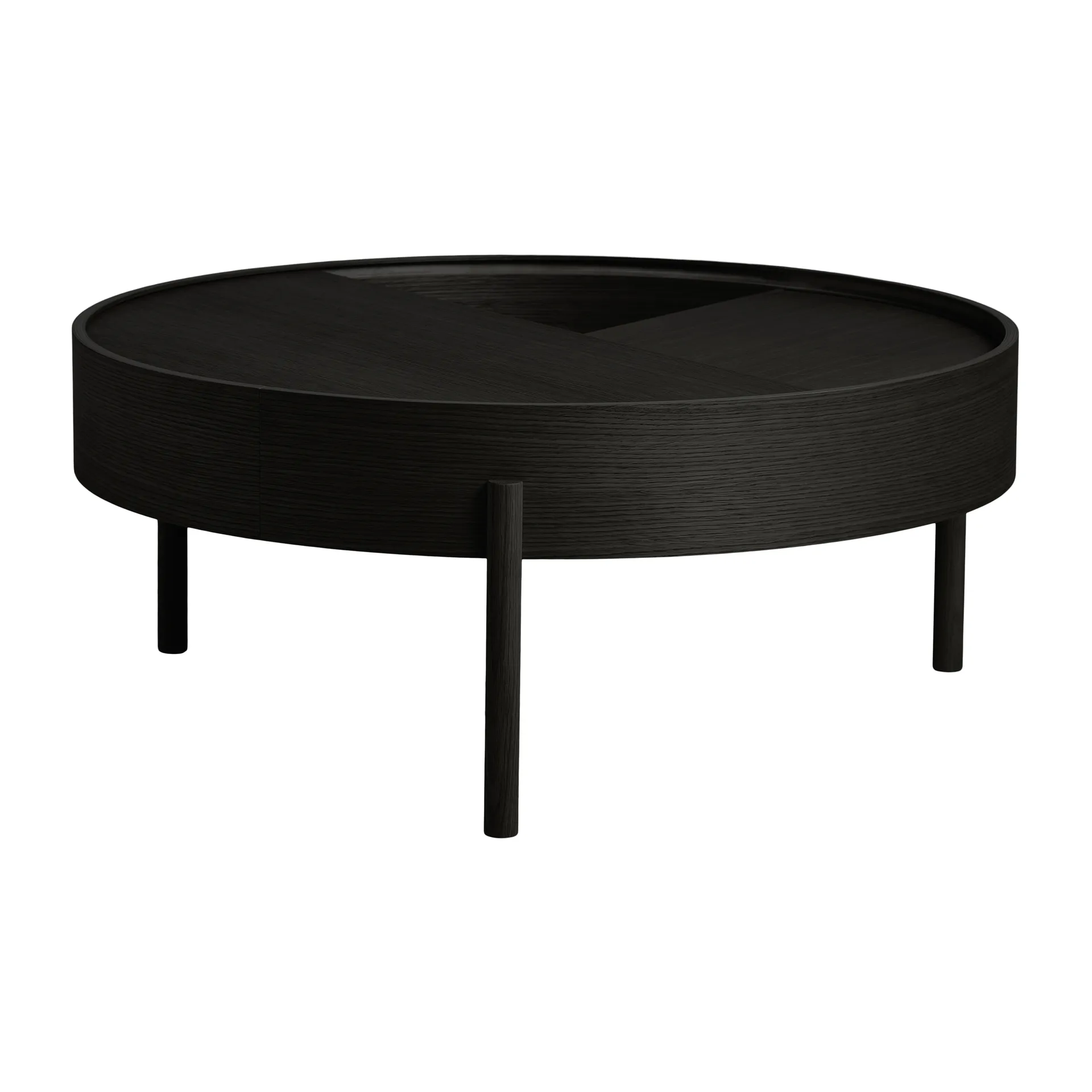 Arc Couchtisch Ø 89 cm, Esche schwarz bemalt Woud
