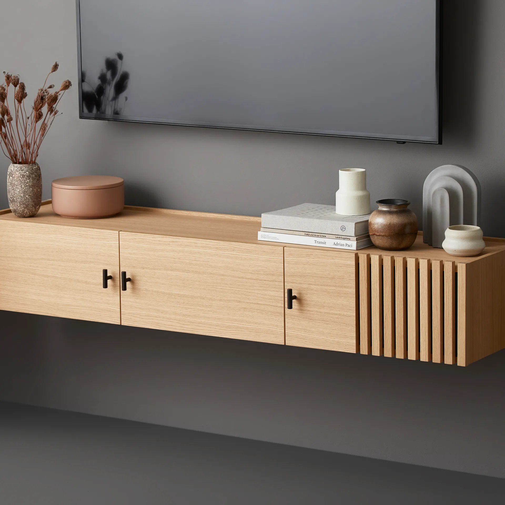 Arkiv Buchstütze, Grau Beton Woud