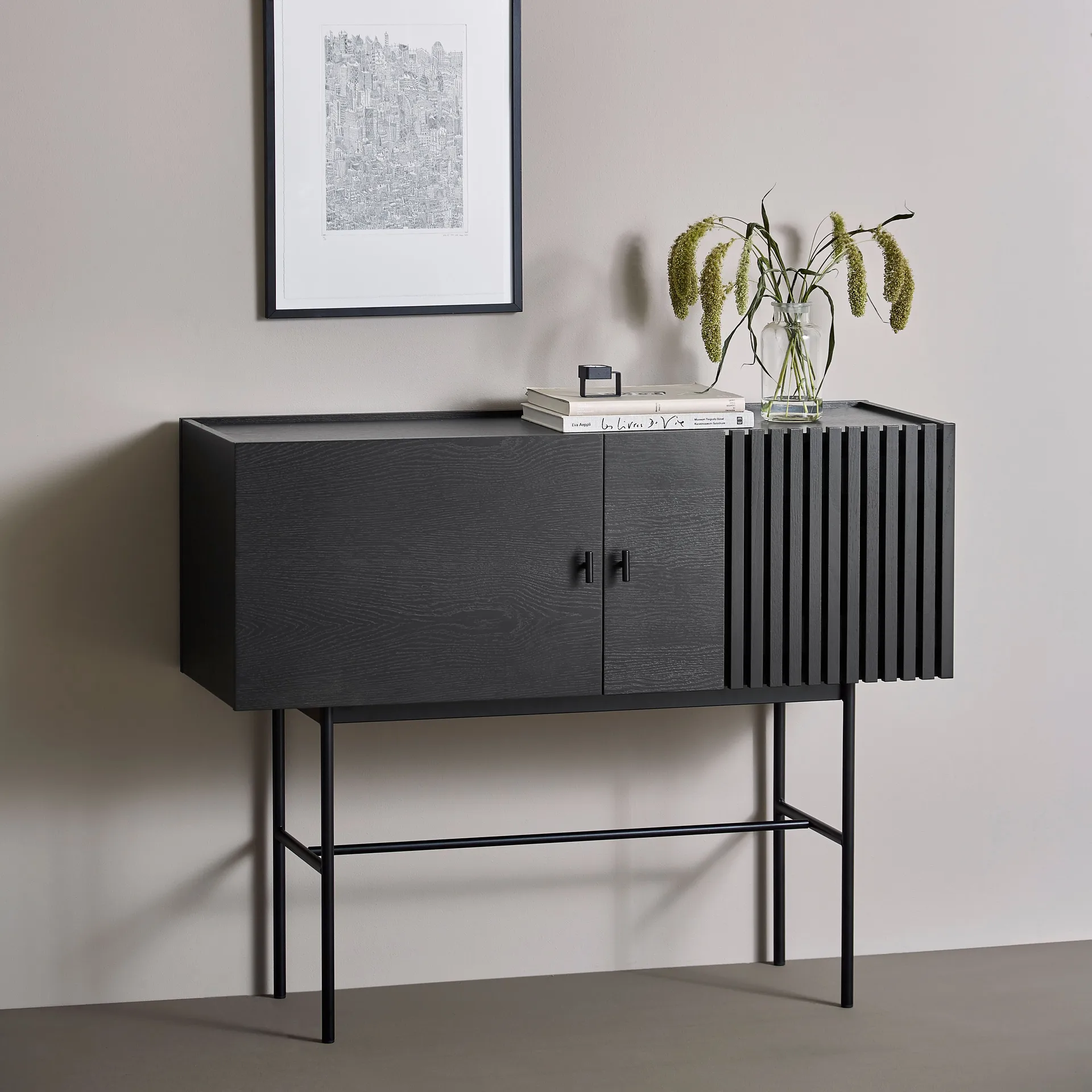 Array Beistelltisch, 120 cm, Eiche schwarz lackiert Woud