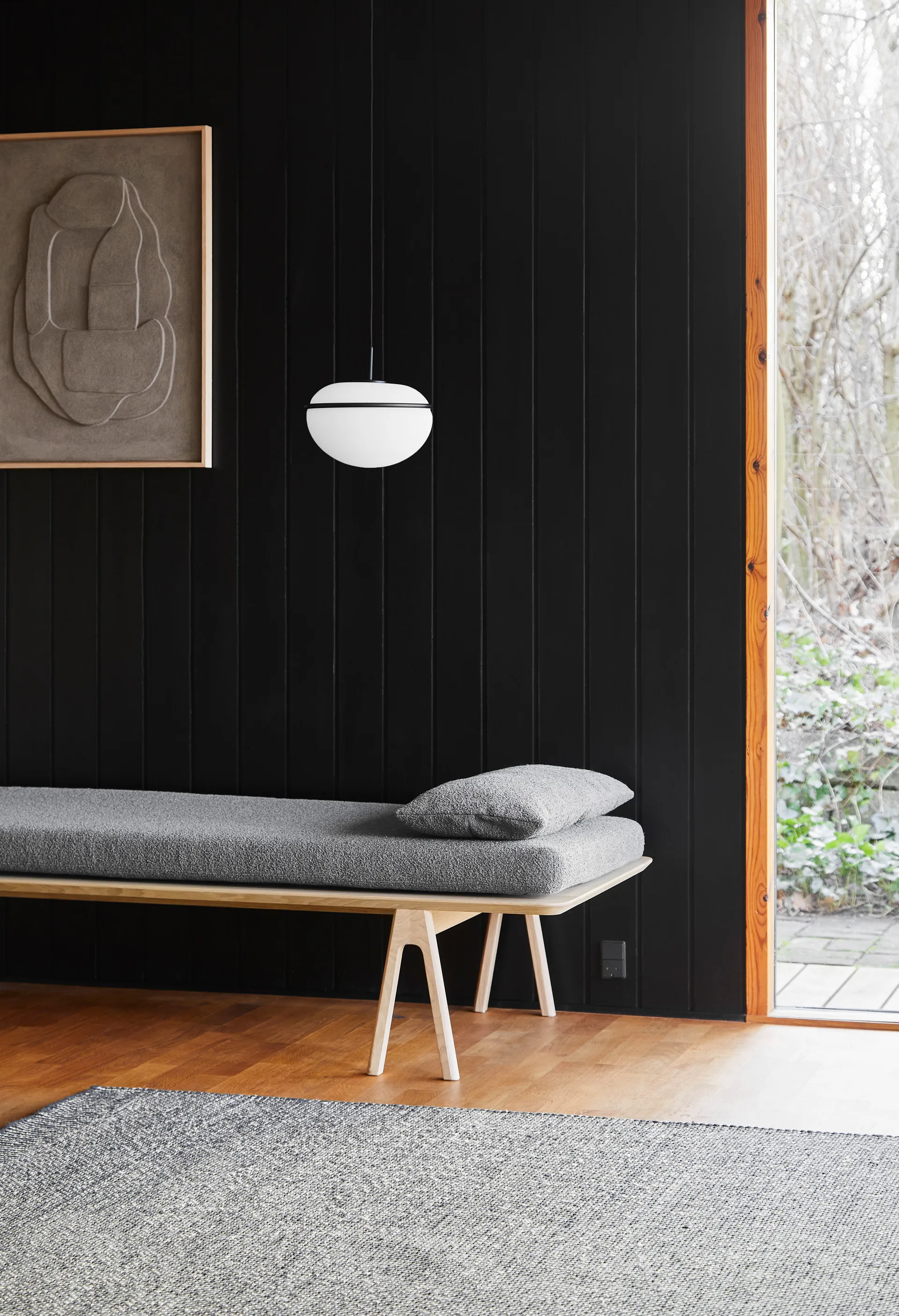 Pump Pendelleuchte, Schwarz, opal Woud