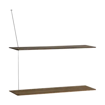 Stedge Regal - Geräucherte Eiche-gebürsteter Stahl, 80 cm, 2 Ebenen - Woud
