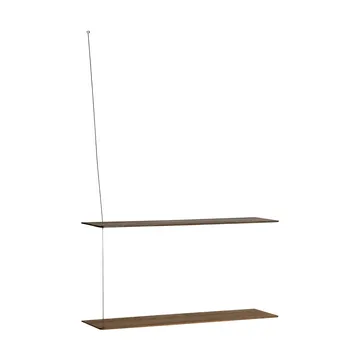 Stedge Regal - Geräucherte Eiche-gebürsteter Stahl, 80 cm, 2 Ebenen - Woud