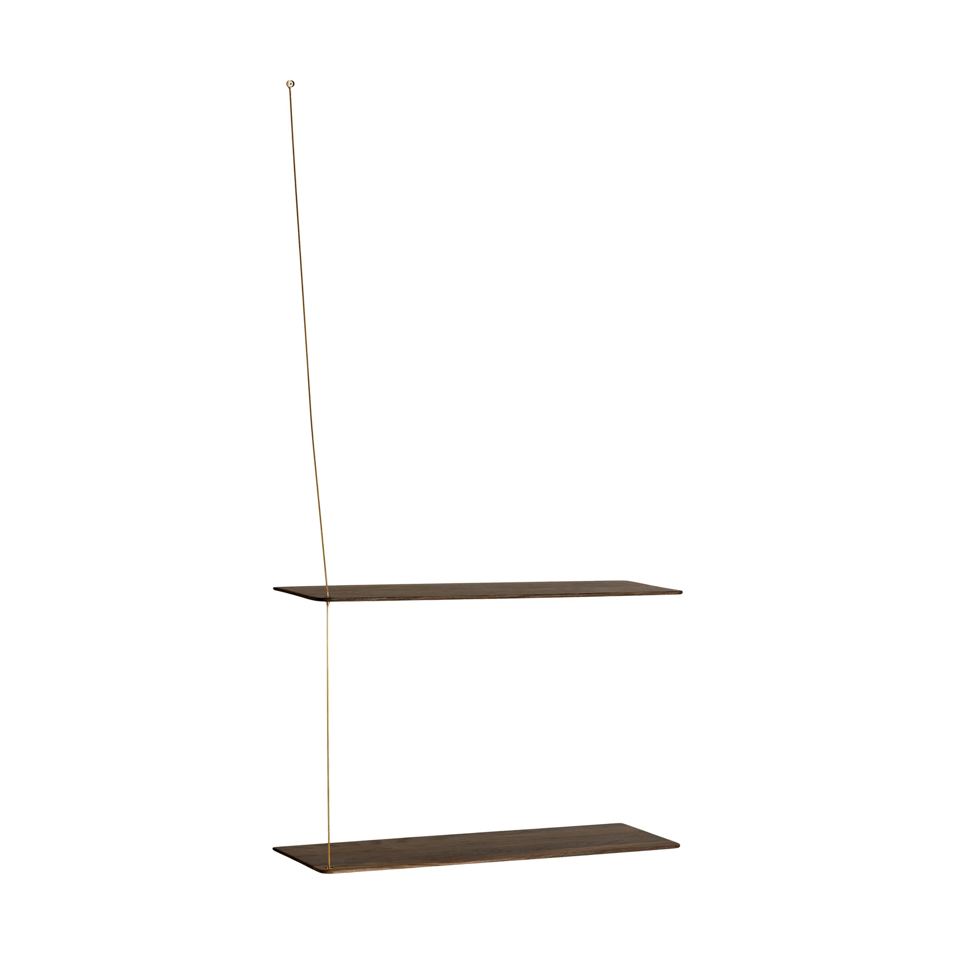 Stedge Regal, Geräucherte Eiche-Messing, 60 cm, 2 Ablagen Woud