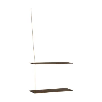 Stedge Regal - Geräucherte Eiche-Messing, 60 cm, 2 Ablagen - Woud
