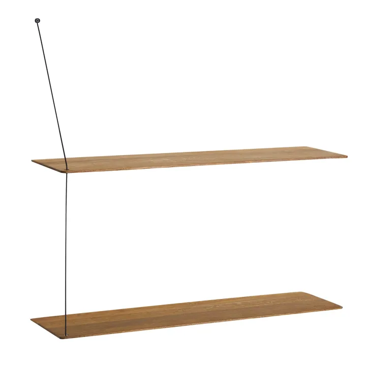 Stedge Regal - Geräucherte Eiche-Schwarz, 80 cm, 2 Regalebenen - Woud