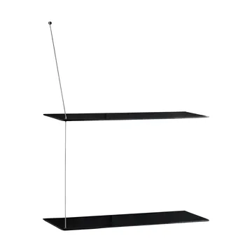 Stedge Regal - Schwarze Eiche-gebürsteter Stahl, 60 cm, 2 Ebenen - Woud