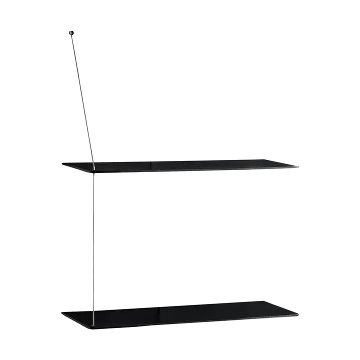 Stedge Regal - Schwarze Eiche-gebürsteter Stahl, 60 cm, 2 Ebenen - Woud