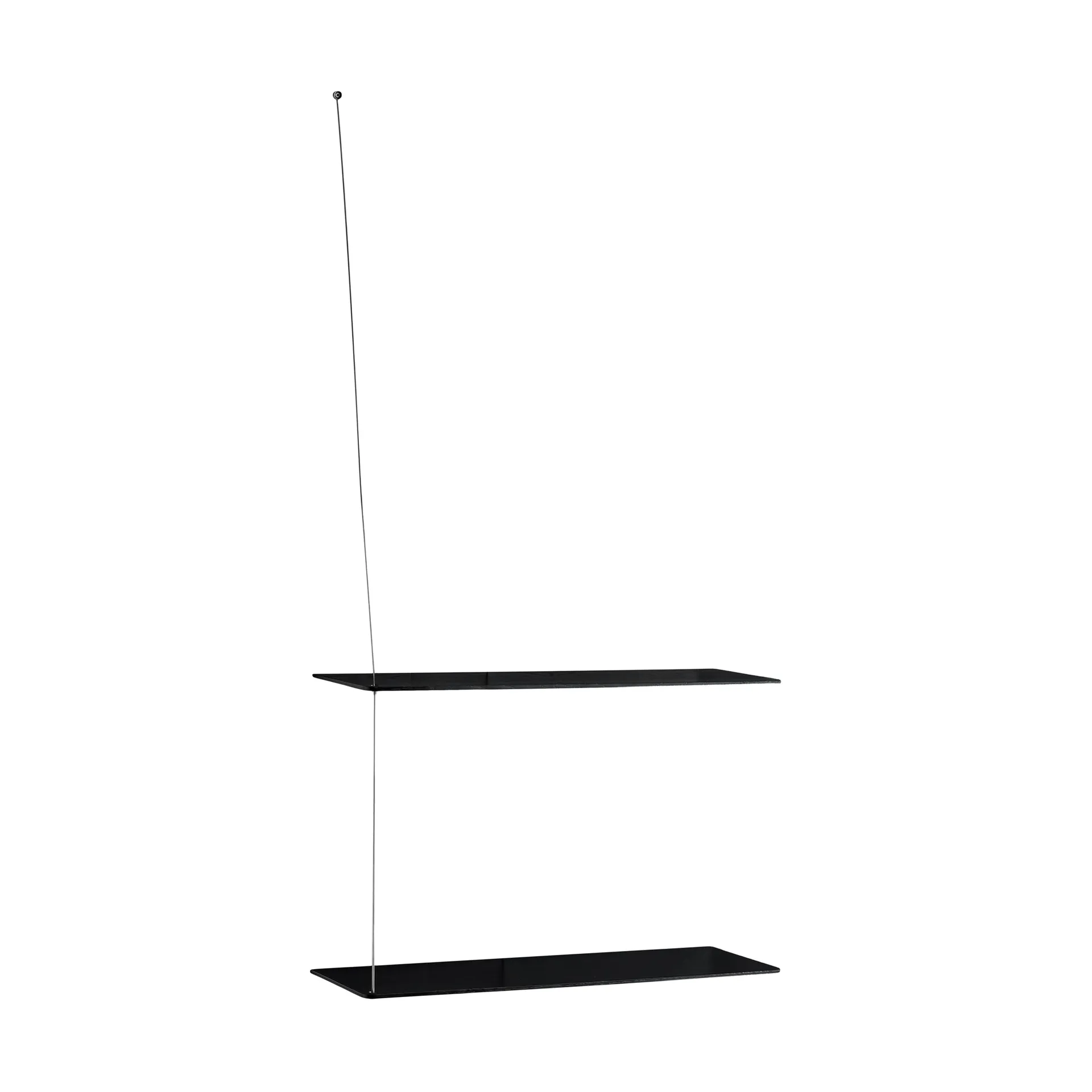 Stedge Regal, Schwarze Eiche-gebürsteter Stahl, 60 cm, 2 Ebenen Woud