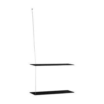 Stedge Regal - Schwarze Eiche-gebürsteter Stahl, 60 cm, 2 Ebenen - Woud