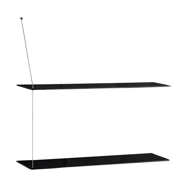 Stedge Regal - Schwarze Eiche-gebürsteter Stahl, 80 cm, 2 Regalböden - Woud
