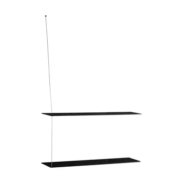 Stedge Regal - Schwarze Eiche-gebürsteter Stahl, 80 cm, 2 Regalböden - Woud