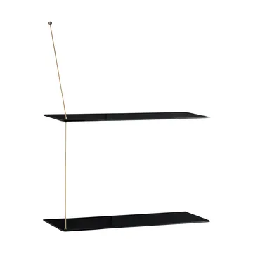 Stedge Regal - Schwarze Eiche-Messing, 60 cm, 2 Ebenen - Woud