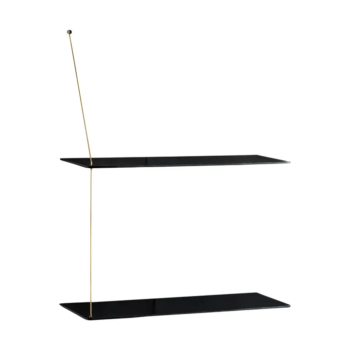 Stedge Regal - Schwarze Eiche-Messing, 60 cm, 2 Ebenen - Woud