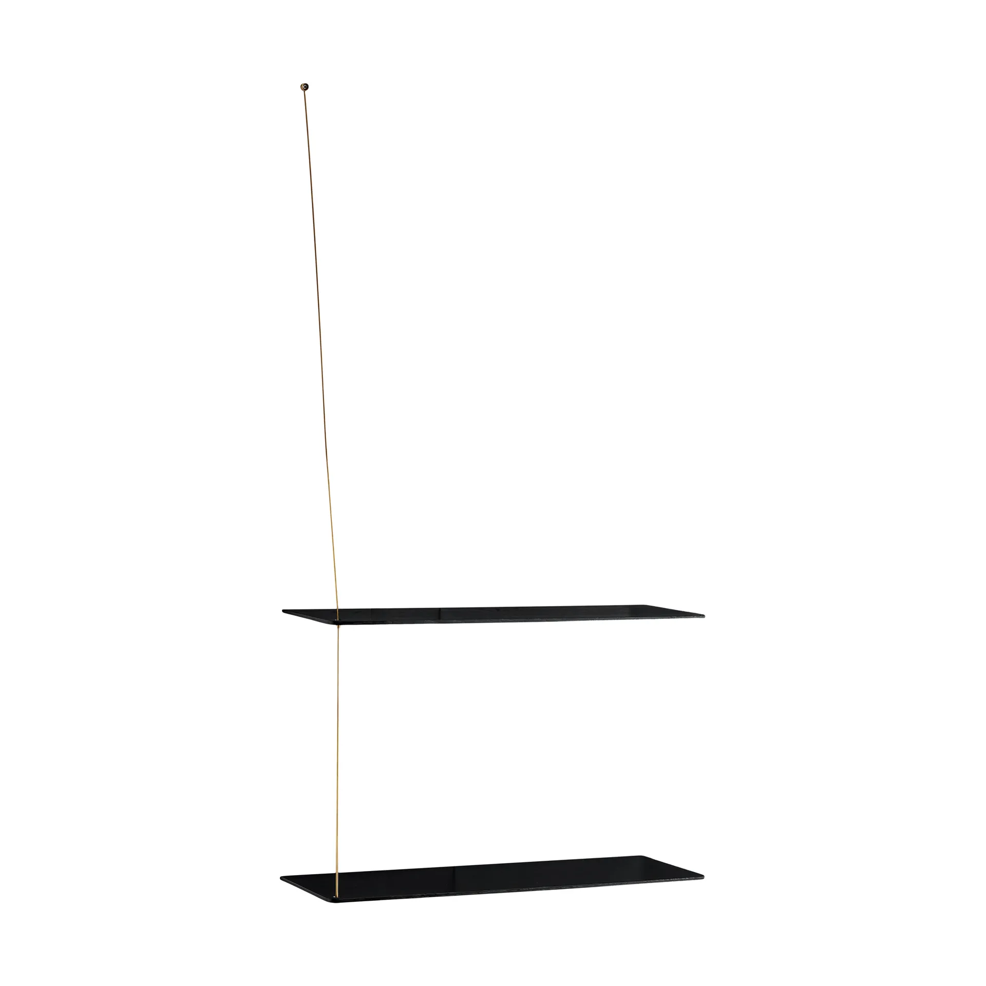 Stedge Regal, Schwarze Eiche-Messing, 60 cm, 2 Ebenen Woud
