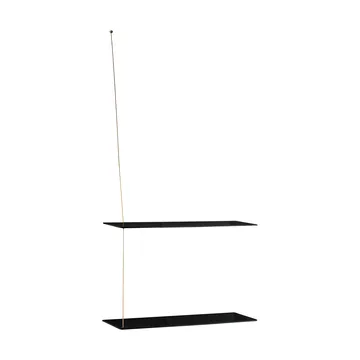 Stedge Regal - Schwarze Eiche-Messing, 60 cm, 2 Ebenen - Woud