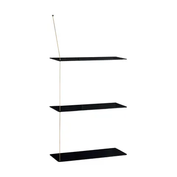 Stedge Regal - Schwarze Eiche-Messing, 60 cm, 3 Ebenen - Woud
