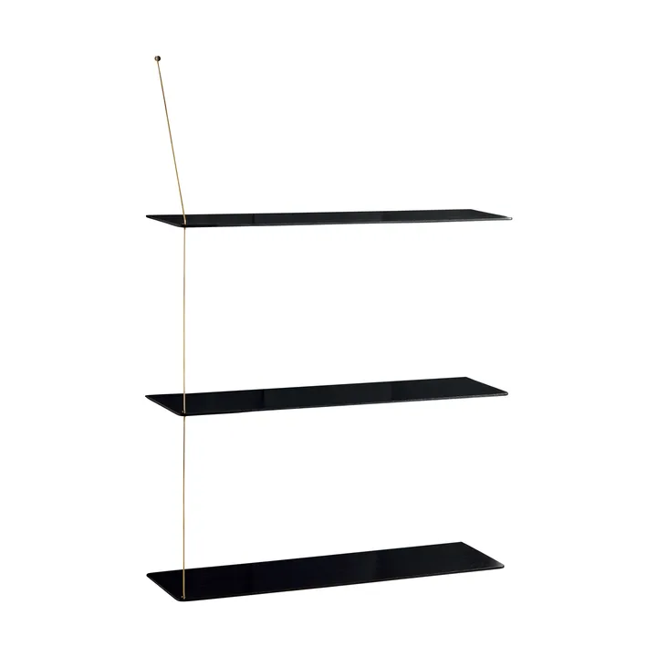 Stedge Regal - Schwarze Eiche-Messing, 80 cm, 3 Ebenen - Woud
