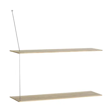 Stedge Regal - Weiß geölte Eiche-gebürsteter Stahl, 80 cm, 2 Ablagen - Woud