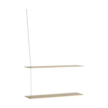 Stedge Regal - Weiß geölte Eiche-gebürsteter Stahl, 80 cm, 2 Ablagen - Woud