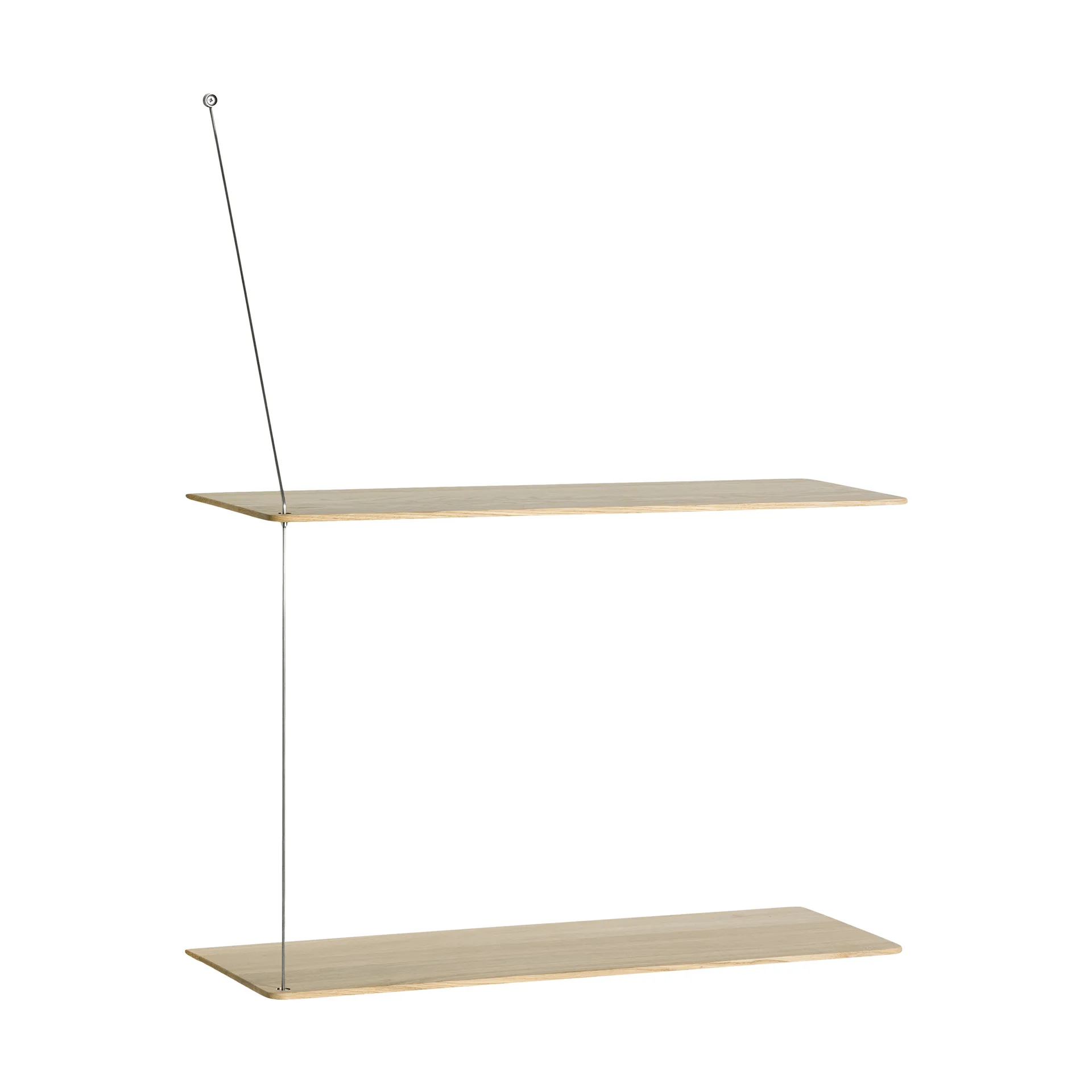 Stedge Regal, Weiß pigmentierte Eiche-gebürsteter Stahl, 60 cm, 2 Ablagen Woud