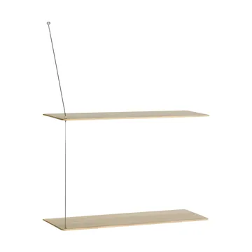 Stedge Regal - Weiß pigmentierte Eiche-gebürsteter Stahl, 60 cm, 2 Ablagen - Woud