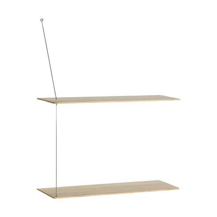 Stedge Regal - Weiß pigmentierte Eiche-gebürsteter Stahl, 60 cm, 2 Ablagen - Woud