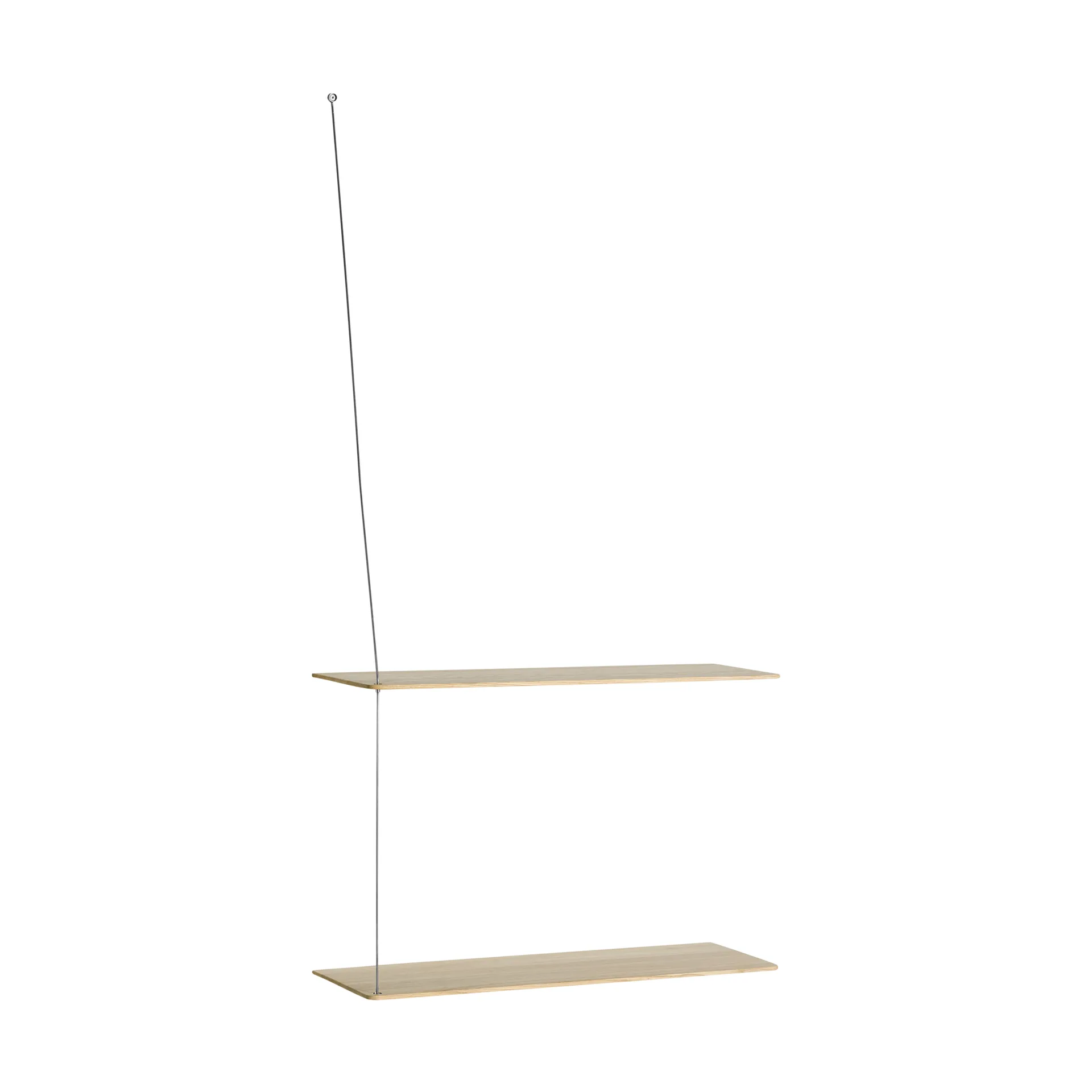 Stedge Regal, Weiß pigmentierte Eiche-gebürsteter Stahl, 60 cm, 2 Ablagen Woud