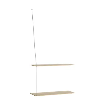 Stedge Regal - Weiß pigmentierte Eiche-gebürsteter Stahl, 60 cm, 2 Ablagen - Woud