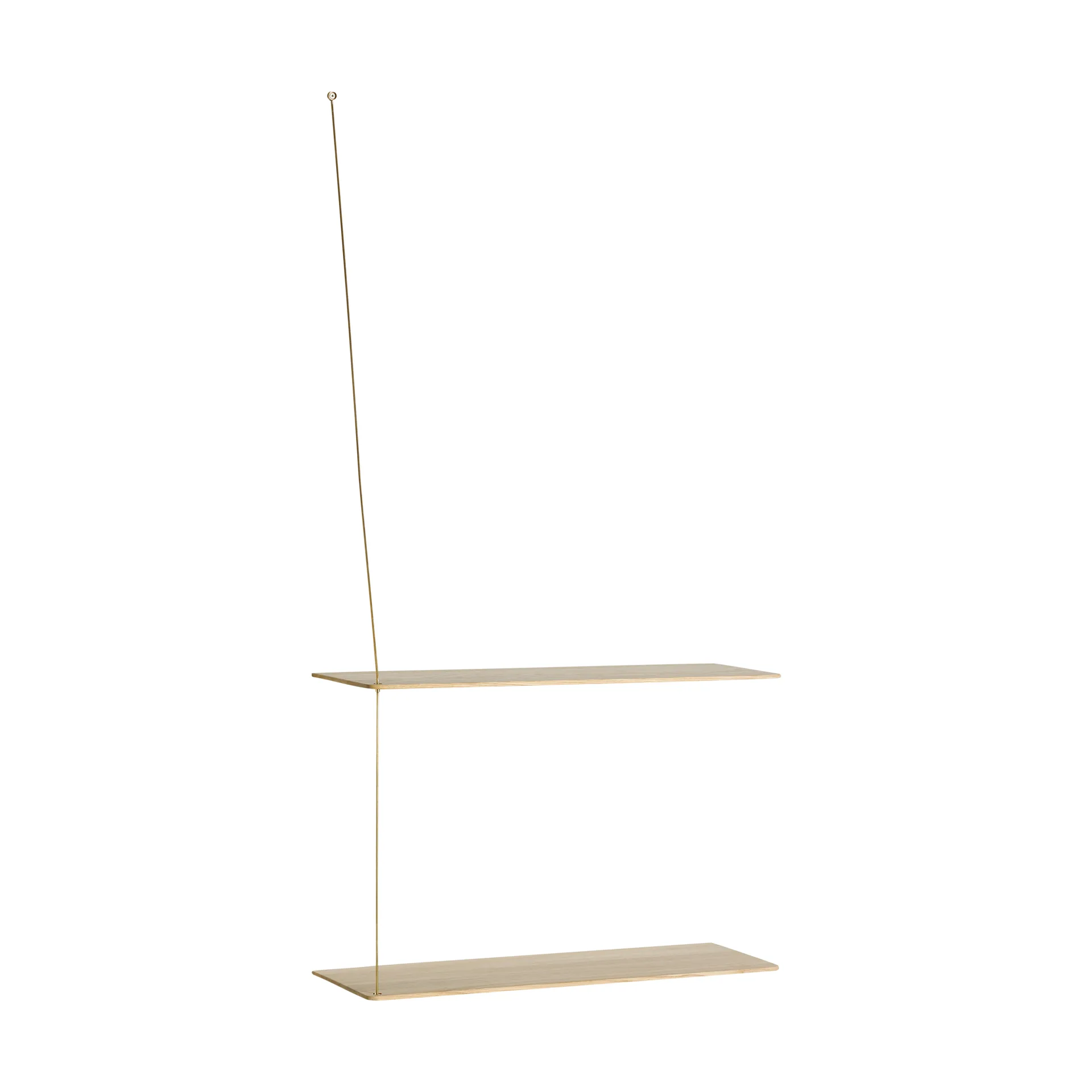 Stedge Regal, Weiß pigmentierte Eiche-Messing, 60 cm, 2 Einlegeböden Woud