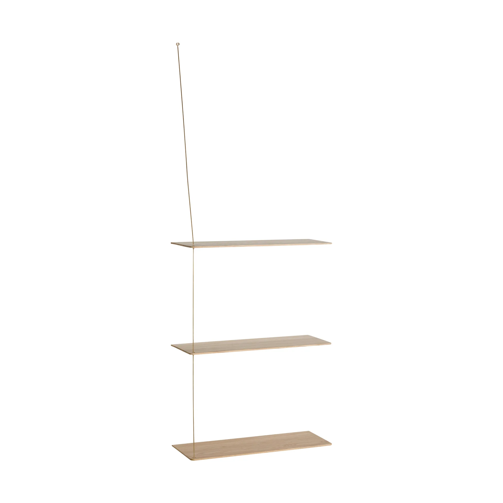 Stedge Regal, Weiß pigmentierte Eiche-Messing, 60 cm, 3 Einlegeböden Woud