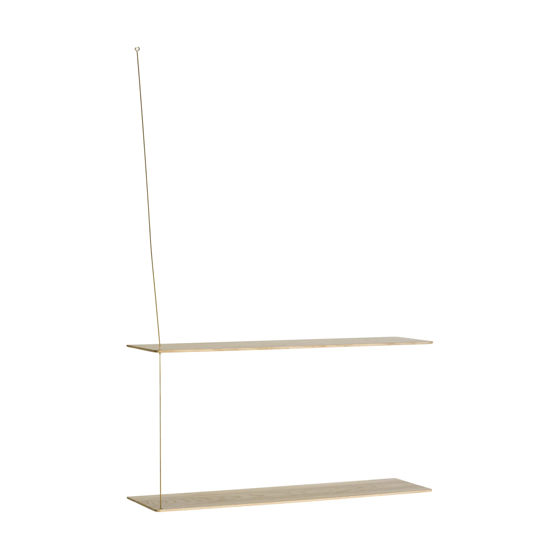 Stedge Regal, Weiß pigmentierte Eiche-Messing, 80 cm, 2 Regalböden Woud