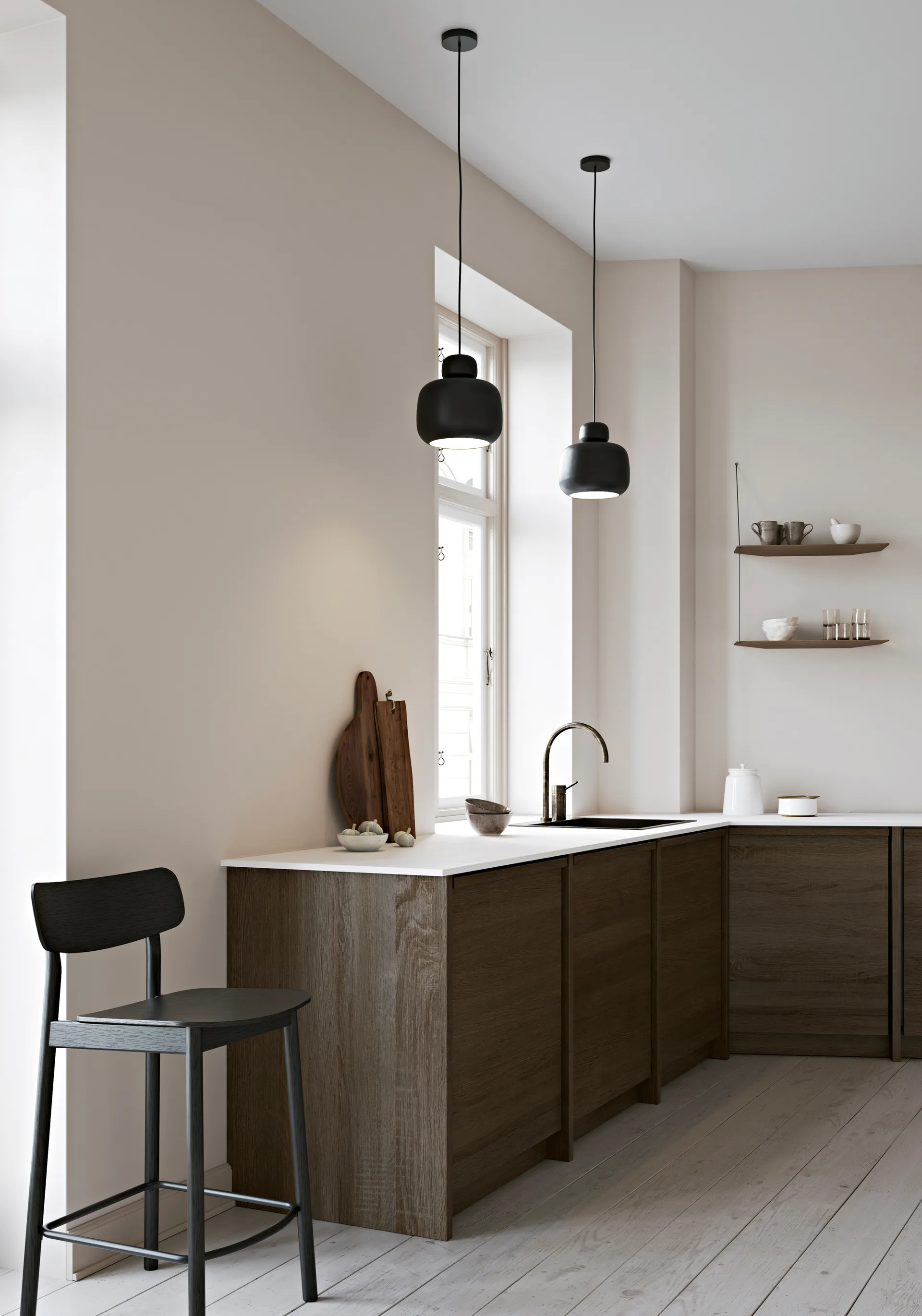 Stone Pendelleuchte large, Black Woud