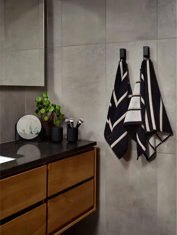 Sauna Handtuch - Black-soft grey-camel, 50x100 cm - Zone Denmark