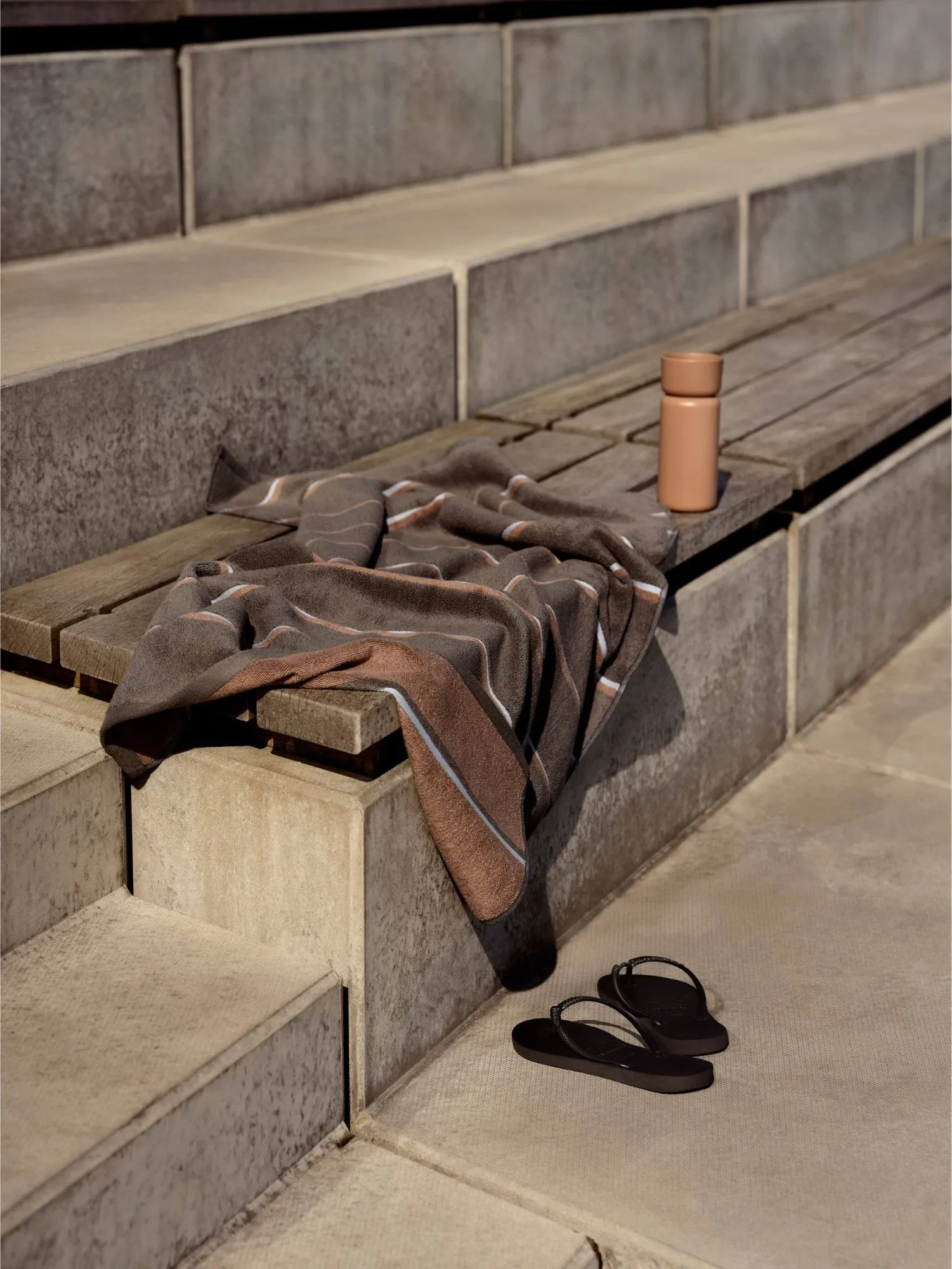 Sauna Handtuch, Taupe-camel-sky blue, 70x140 cm Zone Denmark