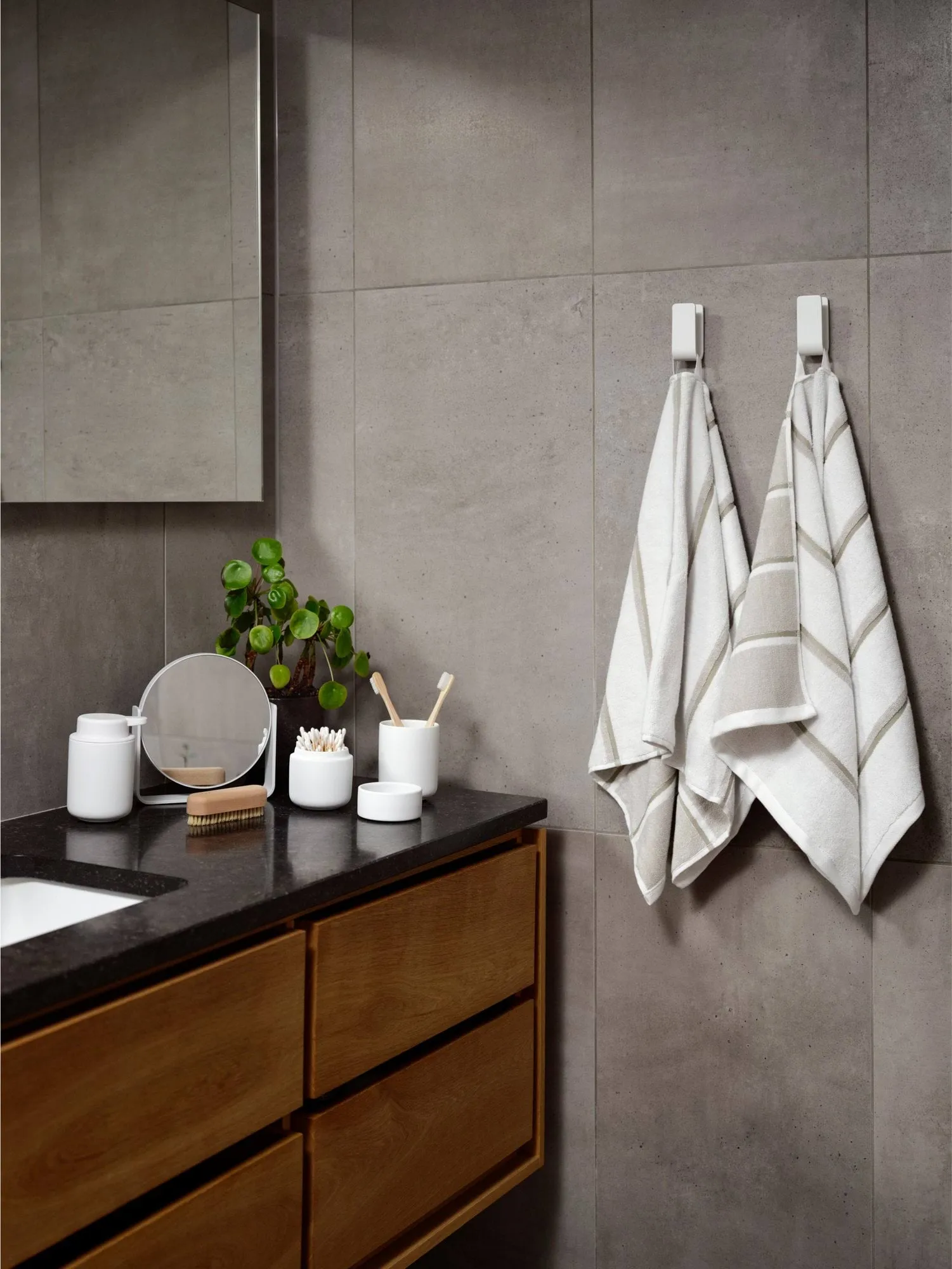 Sauna Handtuch, White-soft grey-eucalyptus, 50x100 cm Zone Denmark