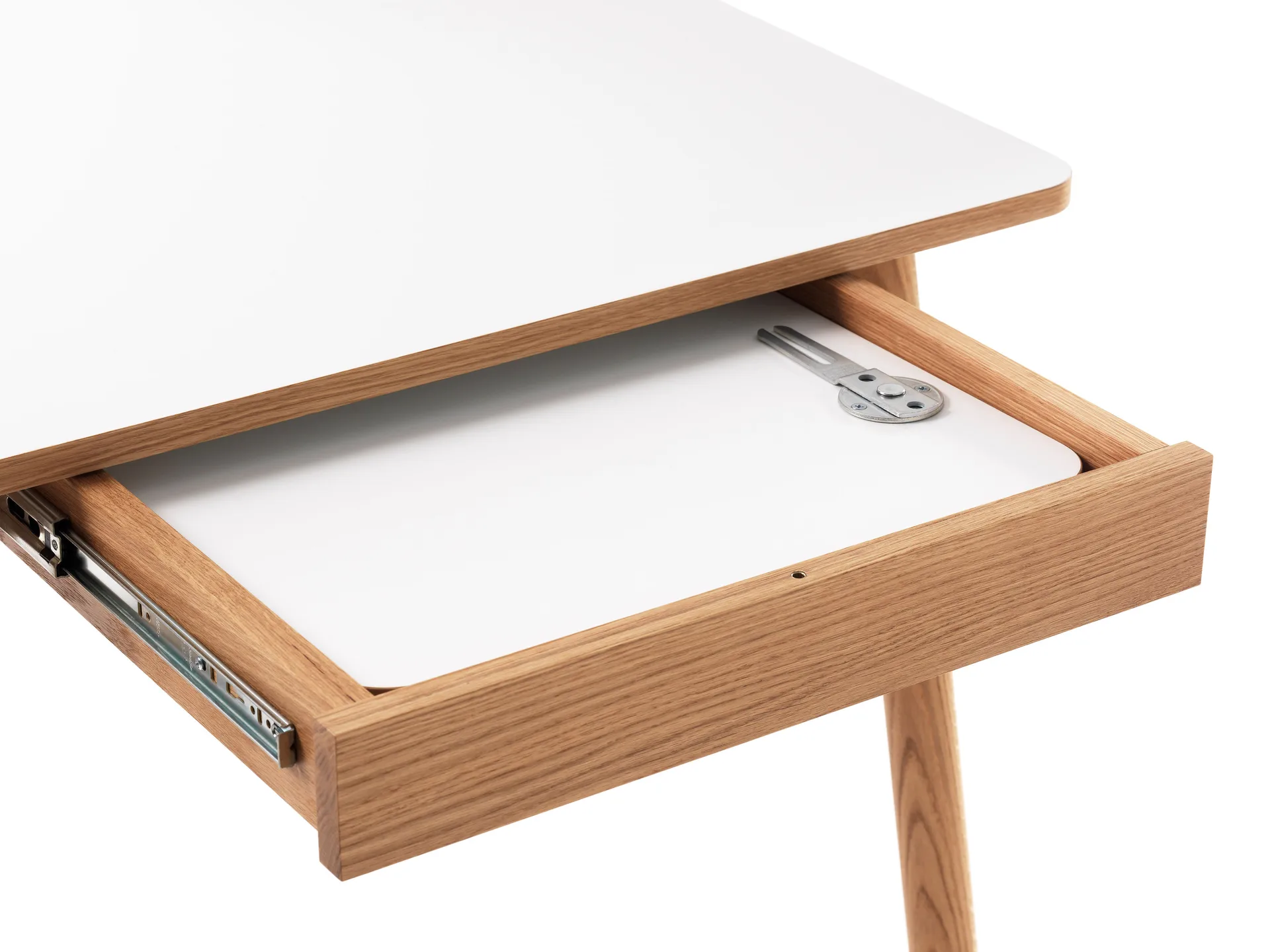 Dino+ Esstisch mit Ausziehplatte, Weiß, Eichengestell, 2st Zusatz Einlagen Zweed