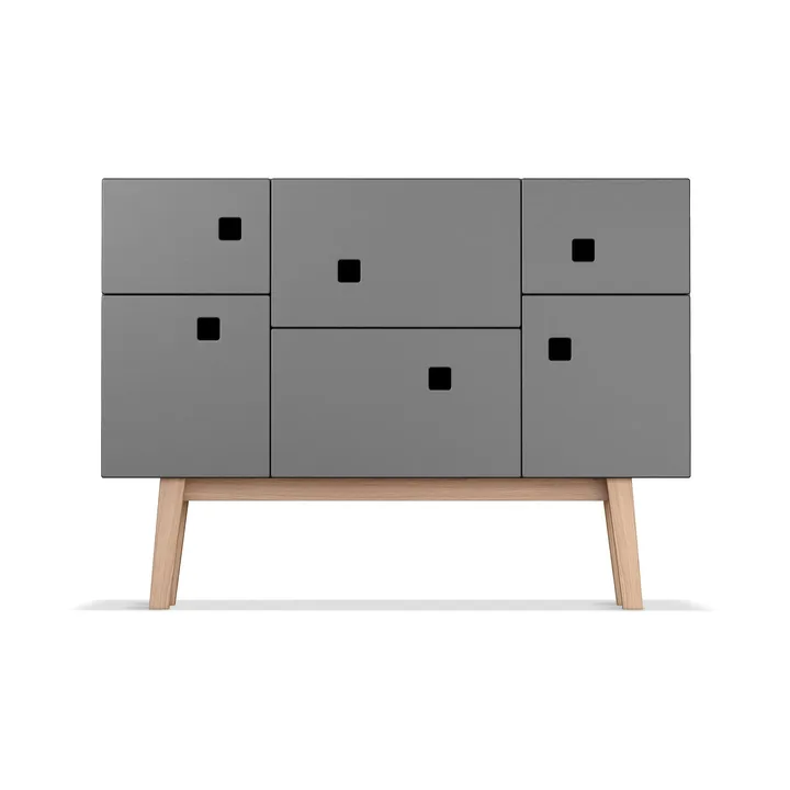 Peep C2 Schrank - Slate grey, retro, Eichenbeine - Zweed