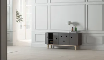 Peep M2 Tv-Bank - Slate grey, Eiche weiß pigmentiert - Zweed