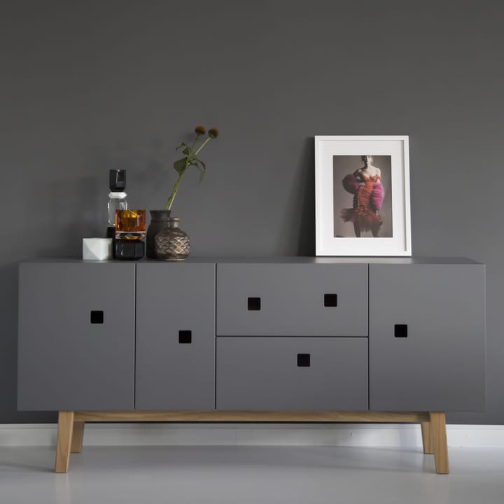 Peep M2 Tv-Bank, Slate grey, retro, Eichengestell Zweed