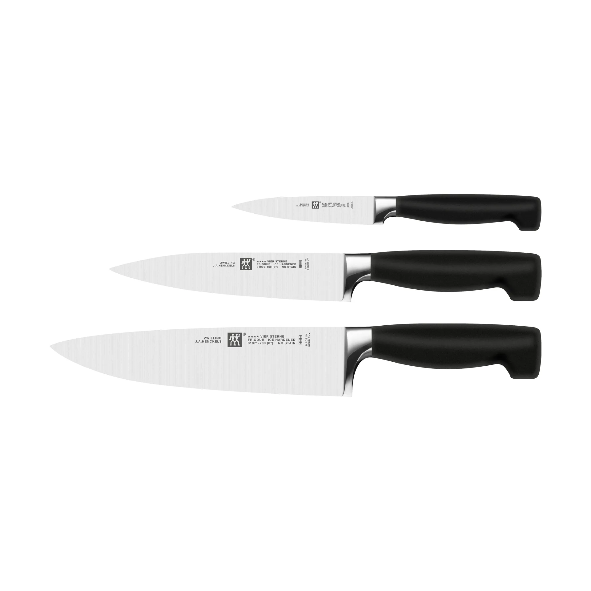 Zwilling Four star Messerset 3-teilig, Schwarz-Edelstahl Zwilling