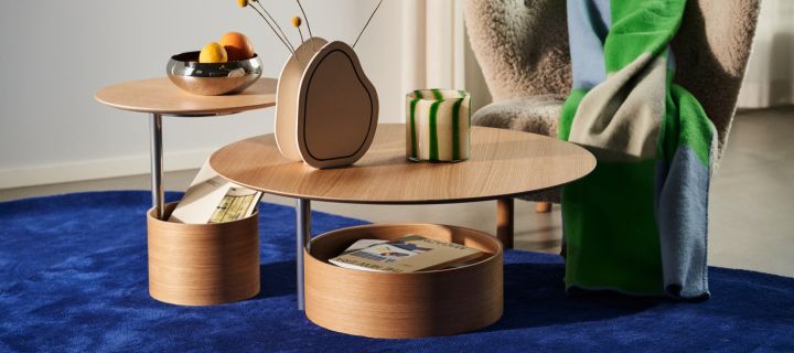 Der Parasol-Tisch, entworfen von Antrei Hartikainen für Maze, ist ein Couchtisch, der so gestaltet ist, dass die Tischplatte zu schweben scheint. 