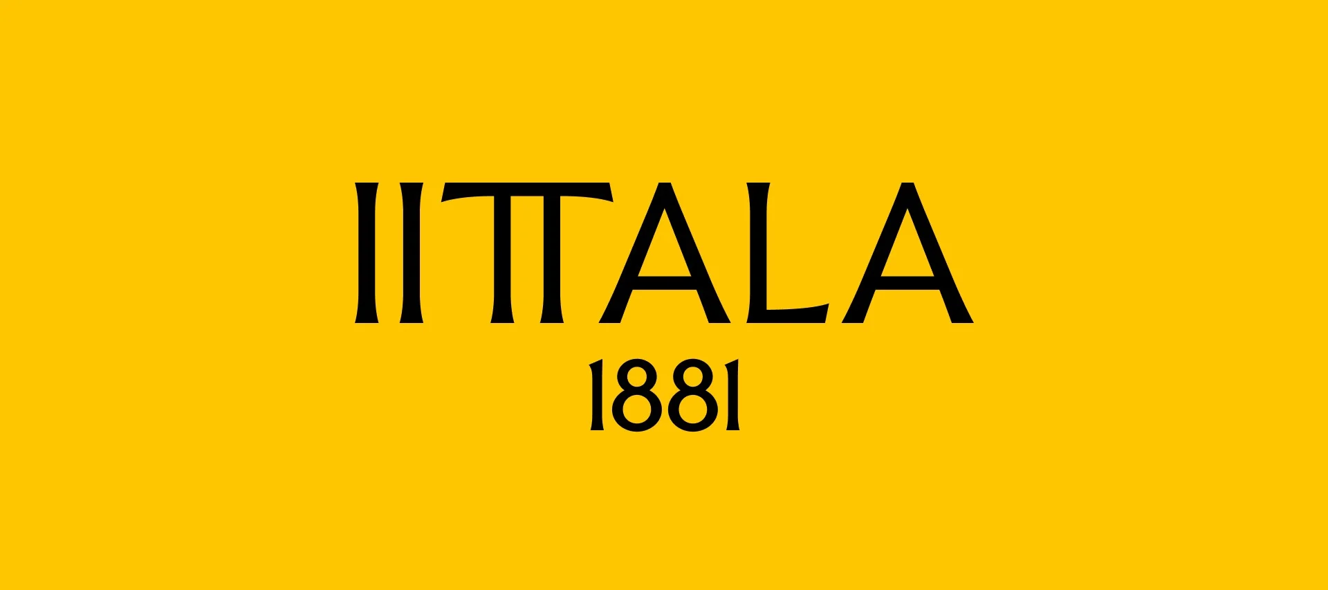 Das neue Logo von Iittala mit gelbem Hintergrund und dem Namen mit der Jahreszahl 1881.
