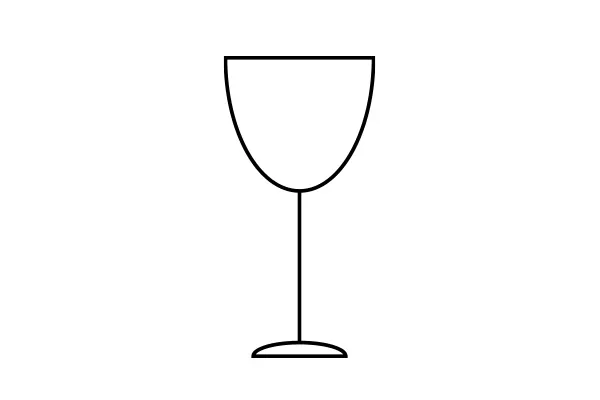 Umriss eines leeren Weinglases