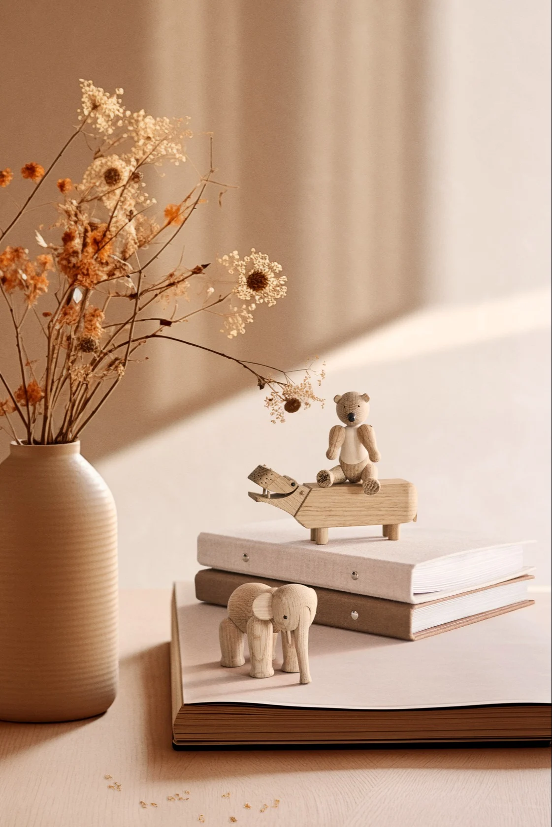 Das Liliput-3er Set von Kay Bojesen besteht aus einem Elepfanten, einem Bären und einem Nilpferd.