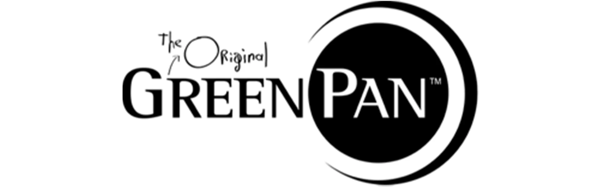 GreenPan-Logo mit 'The Original' im handschriftlichen Stil über 'GreenPan', teilweise in einem schwarzen Kreis.